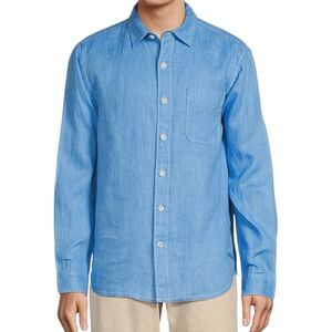 Tommy Bahama Mens XXL Blue Sea Glass Long Sleeve Solid Linen Button up Shirt